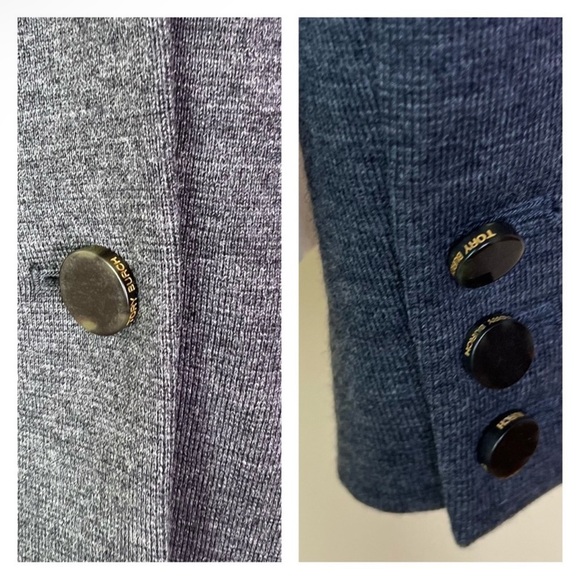 New! TORY BURCH Leather Collar Wool Blend Jacket - Picture 7 of 8